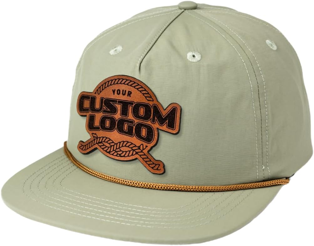 Custom Leather Patch 5 Panel Rope Hat for Business Logo