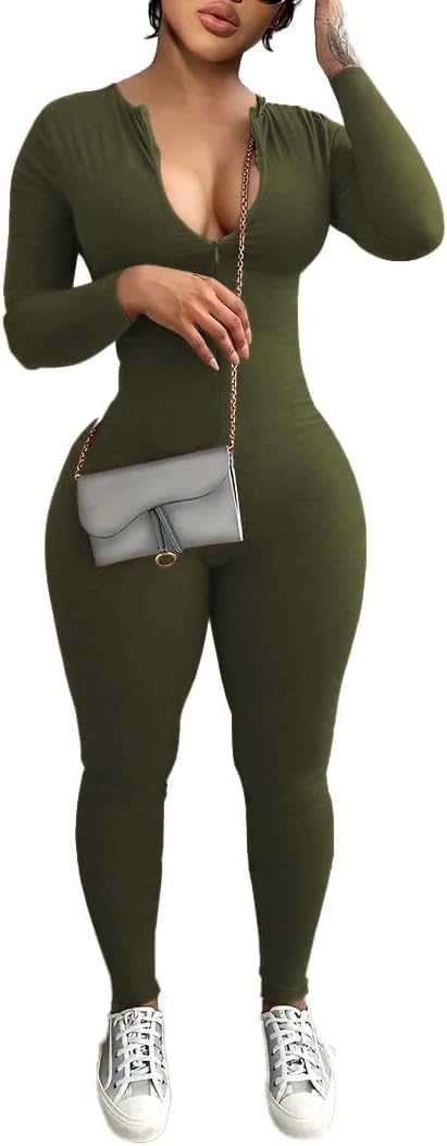 Mrskoala Women Long Sleeve Bodycon Jumpsuit for Casual Style