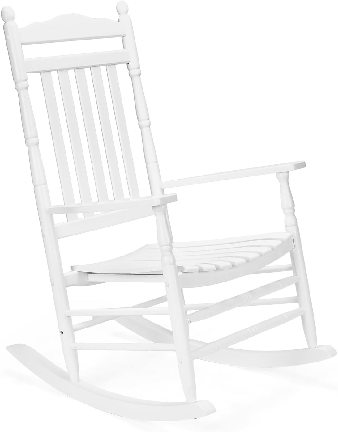 VINGLI White Wooden Rocking Chair: 450 LBS Support