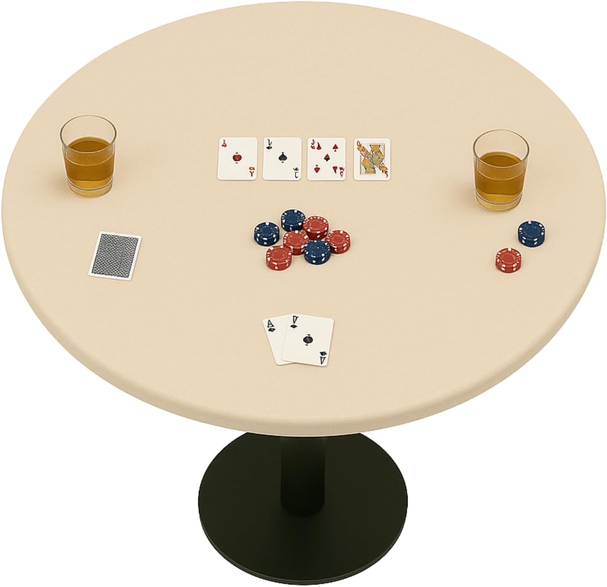 Felt Card Game Table Cover for Round Tables - Ivory Color