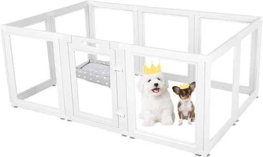 Clear Acrylic Plastic Dog Playpen for Indoor Use - Easy Setup