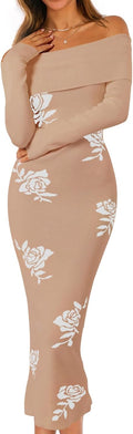 MEROKEETY Off Shoulder Bodycon Sweater Dress 2025 - Elegant Midi Fit