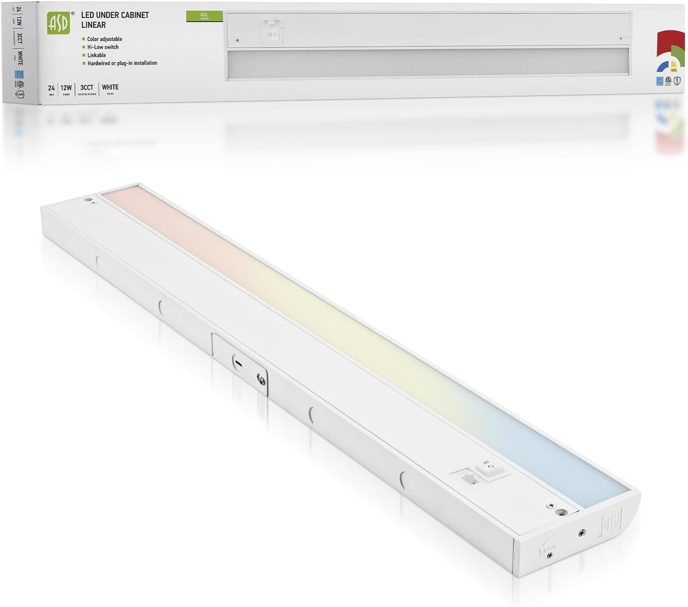 ASD 24 Inch LED Under Cabinet Lighting with Dimming Options