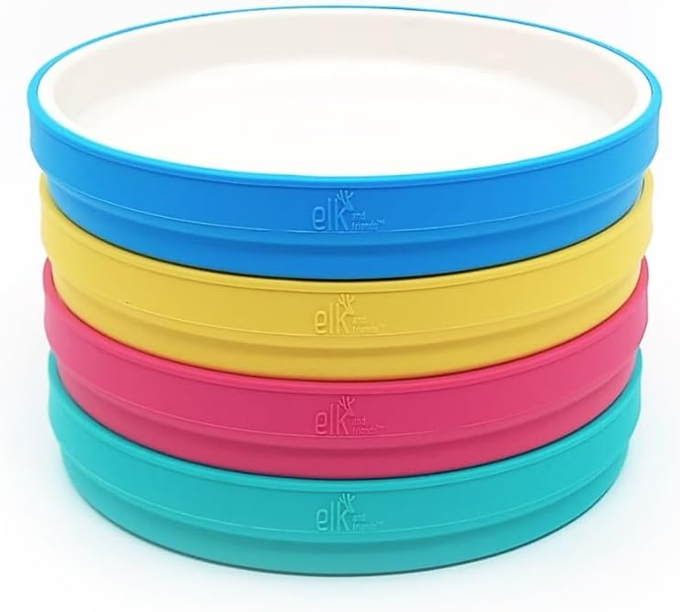 Elk and Friends Kids 7.8 Porcelain Plates for Self Feeding