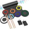 Electronic Drum Set Roll Up Practice Pad Midi Kit - Portable 10hr