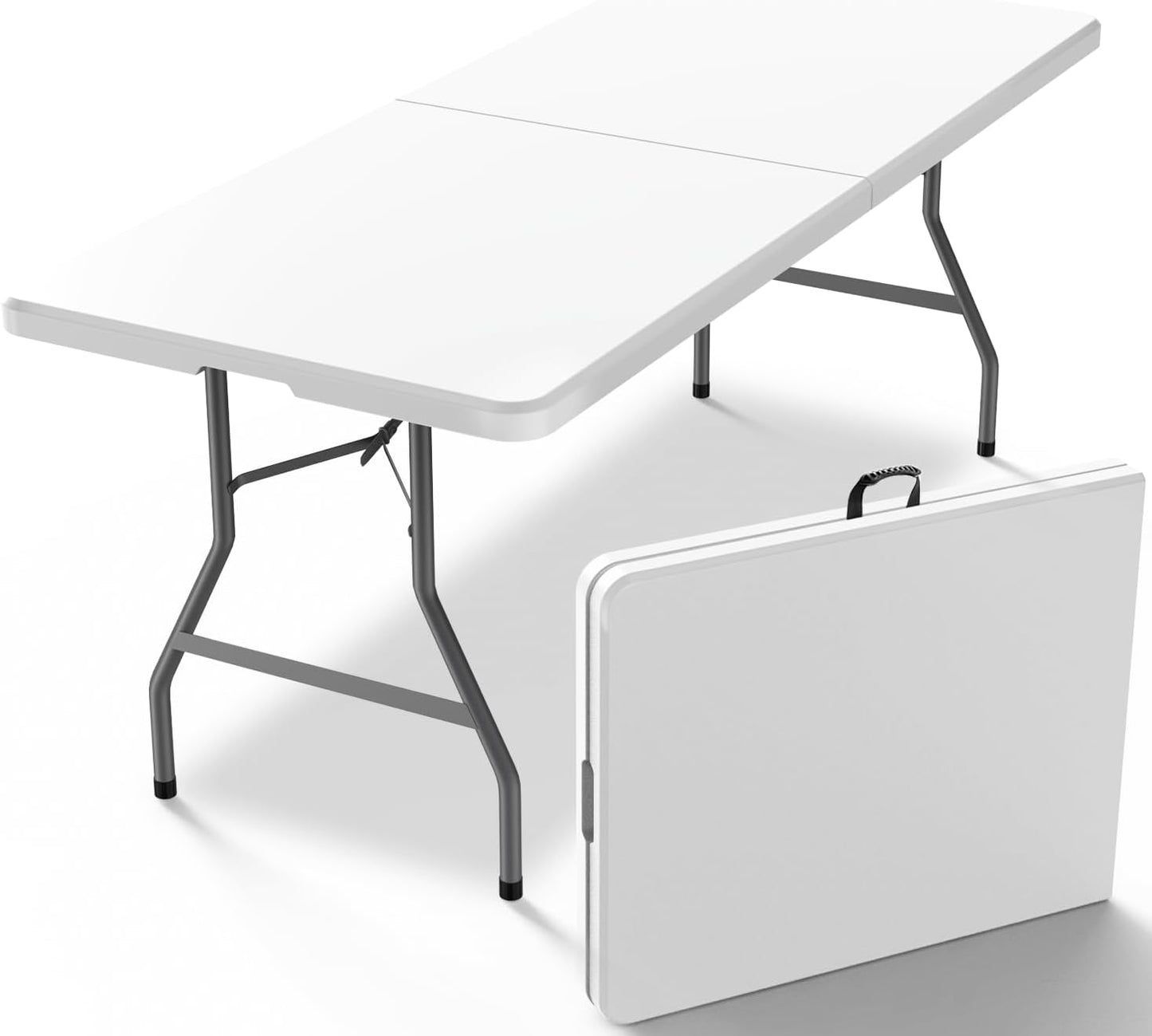 8FT Folding Table for Indoor Outdoor Use - Heavy Duty White
