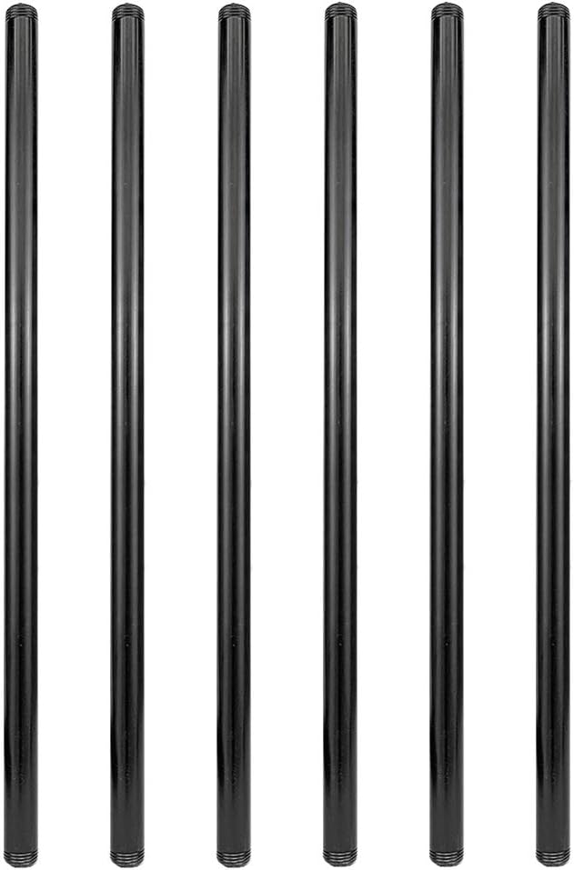 GeilSpace 6 Pack 1/2in 30in Pre-Cut Black Metal Pipe for DIY