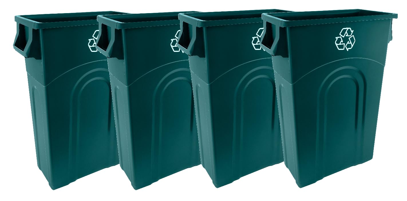 Highboy Recycling Bin 23 Gallon 4-Pack Slim Profile for Easy Use