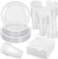 Disposable Clear Party Dinnerware Set 400 Pieces - Serves 50 Guests