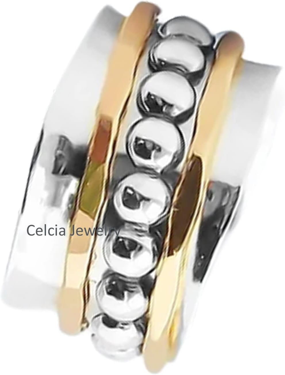 Natural 925 Sterling Silver Spinner Ring for Meditation and Fidgeting