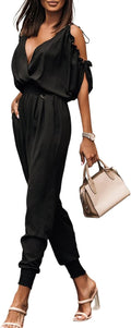 Jumpsuit for Womens Dressy Casual Cold Shoulder Romper - Flattering