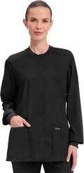 Cherokee Scrub Jacket for Women Snap Front with 3 Pockets - Sizes