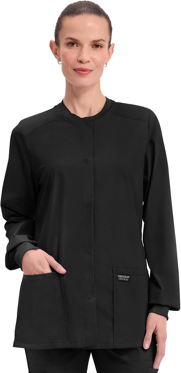 Cherokee Scrub Jacket for Women with 3 Pockets and Stretch