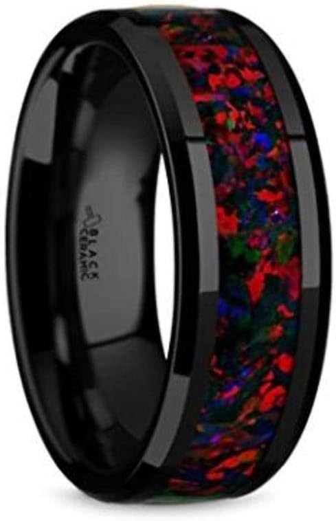 MATRIX Black Ceramic Polished Beveled Edges Men's Wedding Band