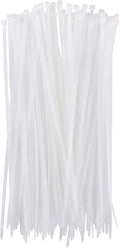 White Zip Ties Heavy Duty 8 in 100 Pack - 50lb Cable Ties