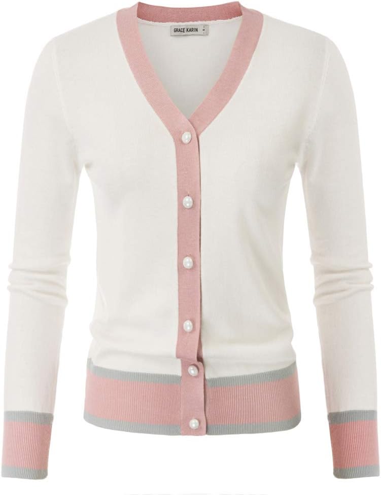 GRACE KARIN Womens Cardigan Contrast Color Block Sweaters Review