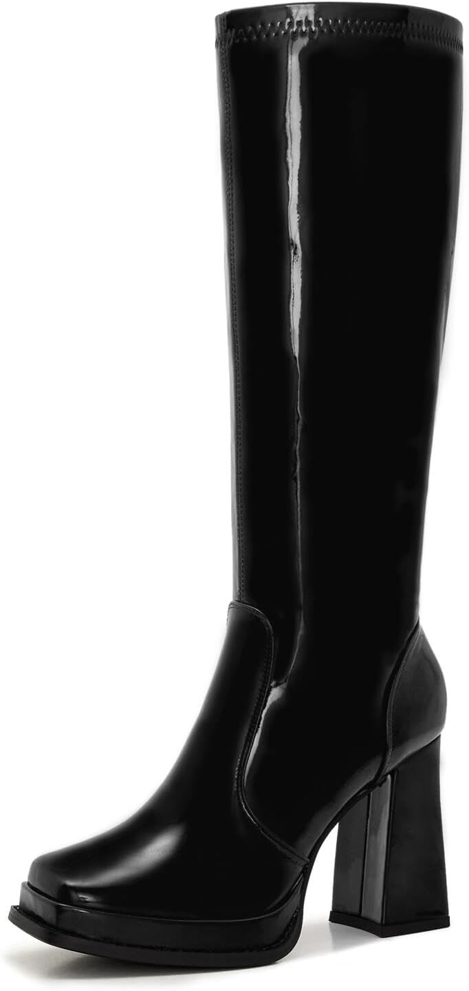 ZXHYZLZ Wide Calf 70s Gogo Boots for Women Plus Size Fashion