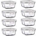 16PC Square Glass Storage Containers With Lids - Stackable Meal Prep