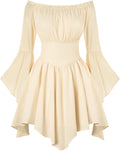 Renaissance Costume Dress for Women with Bell Sleeves and Pockets