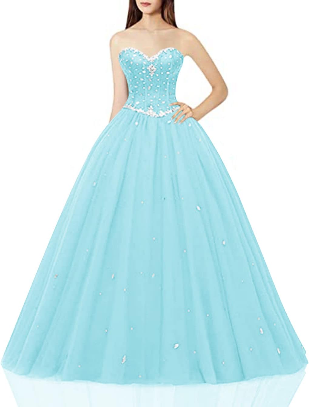 Women's Sweetheart Ball Gown Tulle Quinceanera Dresses for Prom