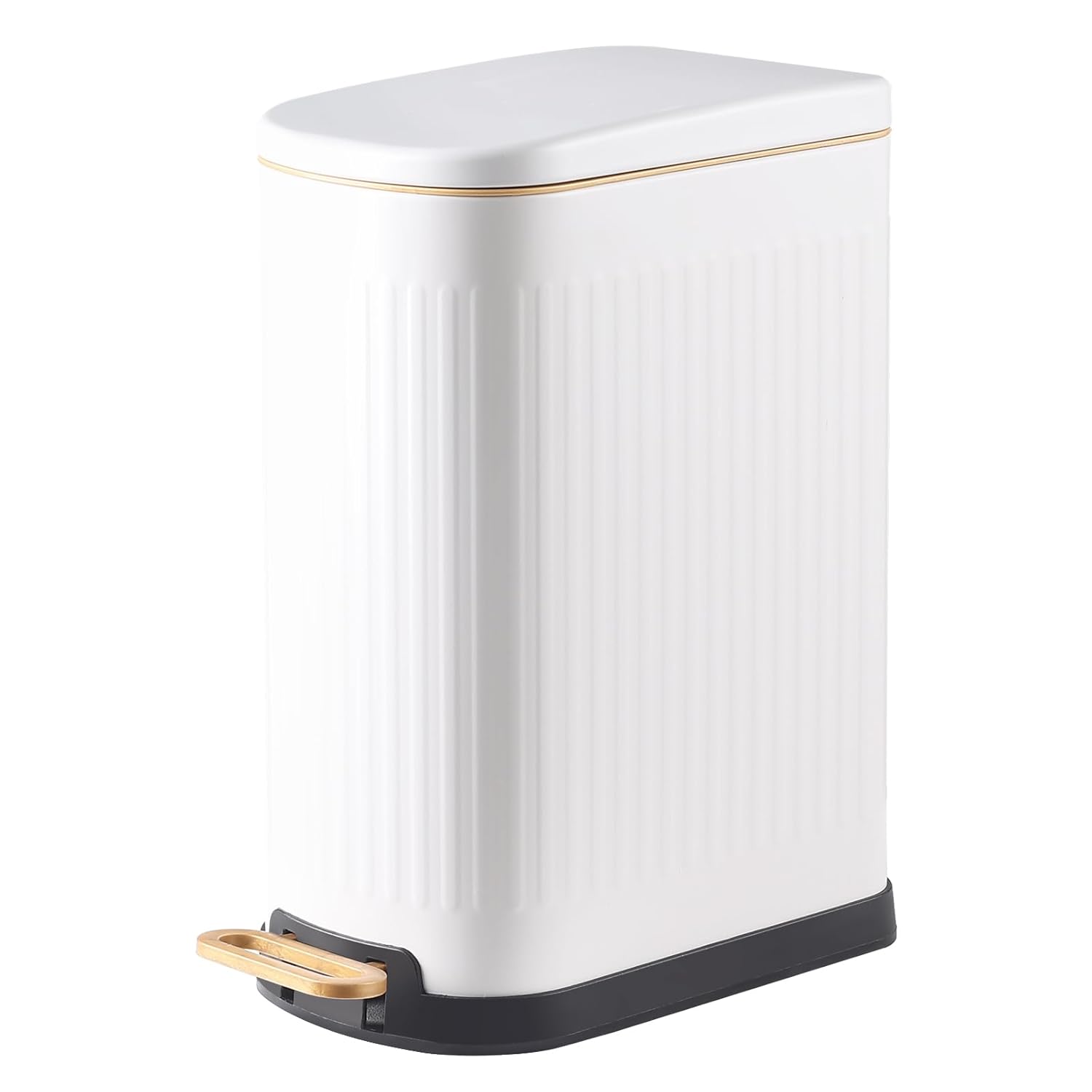 Slim Bathroom Trash Can with Soft Close Lid for Easy Disposal