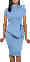Peplum Bodycon Ruffle Pencil Party Dress - Flattering Club to Work