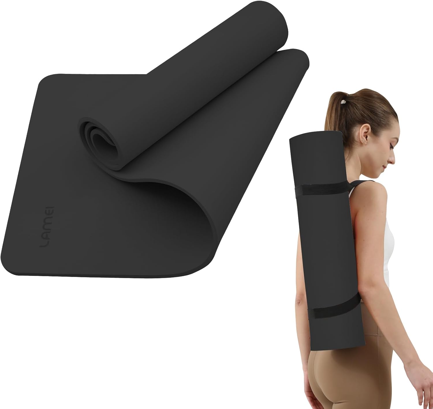10mm Extra Thick Non-Slip Yoga Mat with Strap - LAMEI