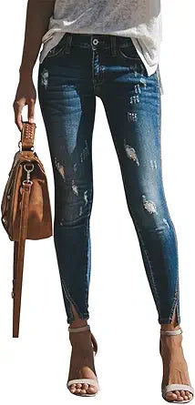 KUNMI Women's Ripped Skinny Jeans for Stylish Comfort