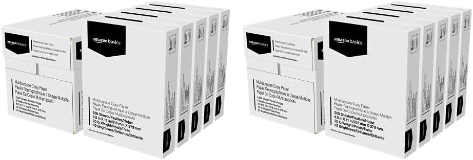 Basics Copy Paper, 2500 Sheets, 92 Bright, Pack of 2