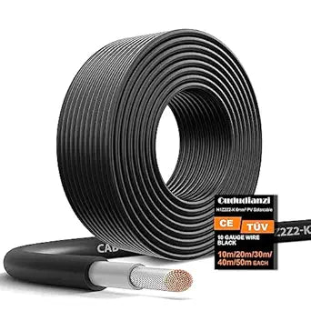 Solar Panel Extension Wire for Photovoltaic Systems - 20m 10AWG