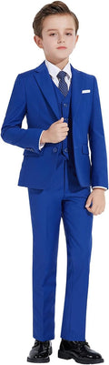 Royal Blue Boys Slim Fit 7-Piece Formal Suit - Adjustable Waist