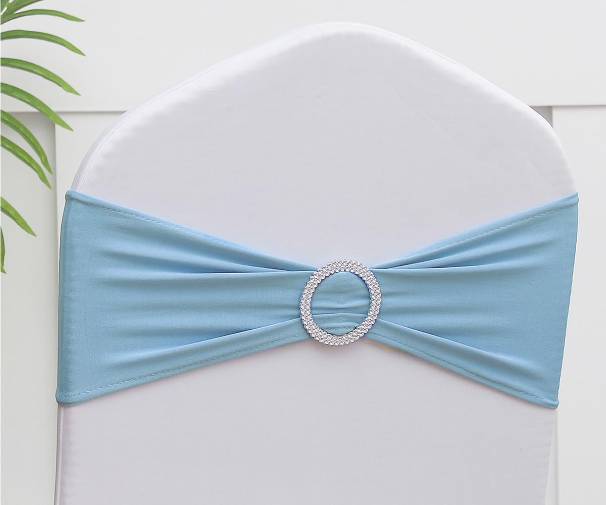 Baby Blue Chair Sashes 100 Pack for Weddings and Parties