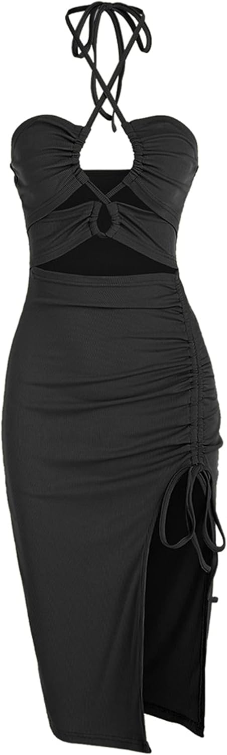 ZAFUL Women's Sexy Midi Halter Dress for Party and Casual Wear
