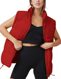 Athlisan Womens Zip Up Puffer Vest Stand Collar Sleeveless Padded stay