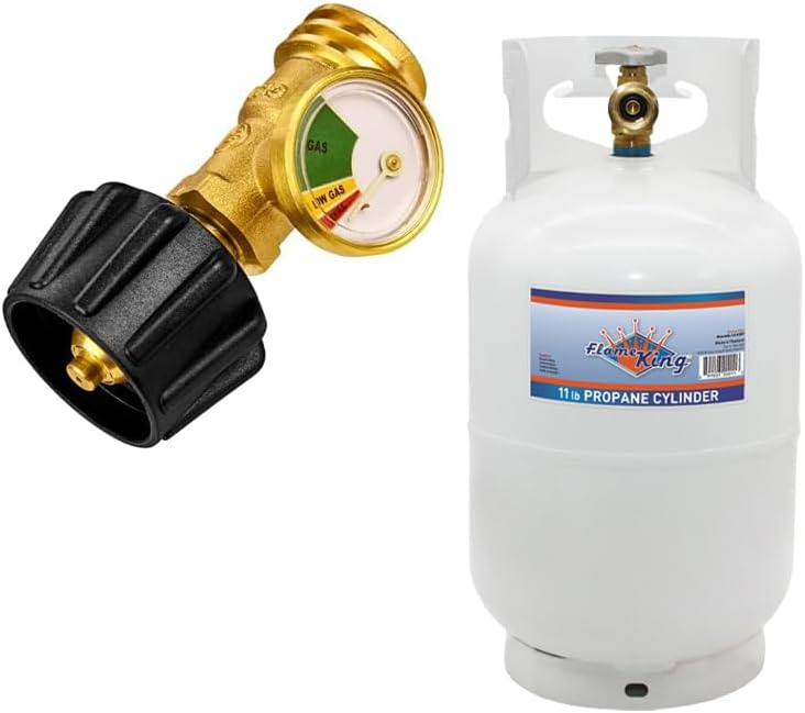 Flame King 10LB Steel Propane Tank with Glow in the Dark Gauge