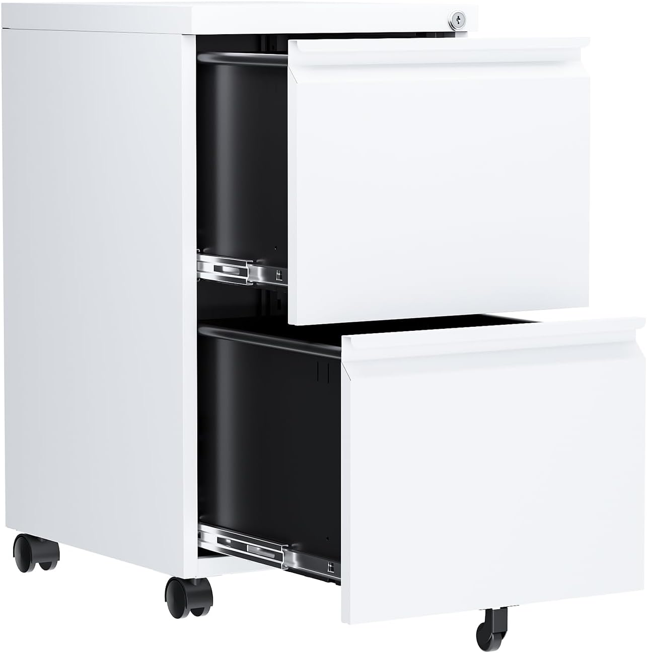 Mobile 2 Drawer File Cabinet with Lock for Office Storage