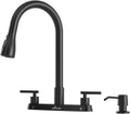 4-Hole Kitchen Faucet with Pull Down Sprayer Black - 2-Handle High Arc