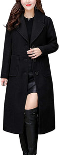 Women's Big Notch Lapel Mid-Long Wool Blend Coat - Classic Fit