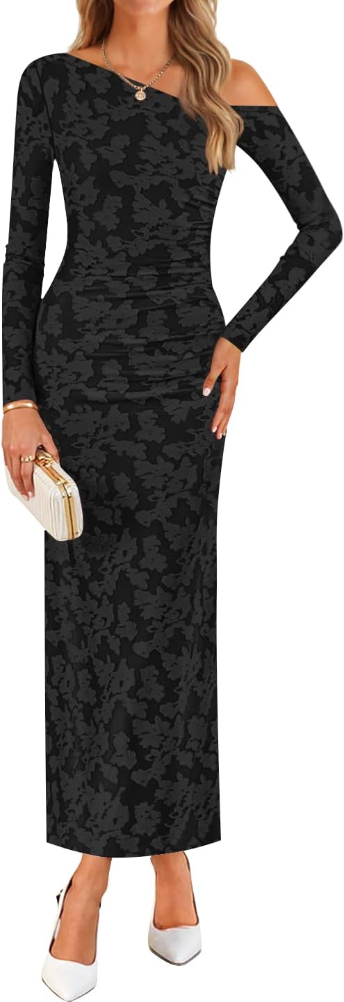 ZESICA Women's Floral Off Shoulder Bodycon Maxi Dress Review