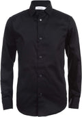 Calvin Klein Boys Long Sleeve Sateen Dress Shirt - Classic Modern Fit
