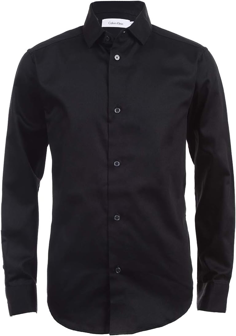 Calvin Klein Long Sleeve Sateen Dress Shirt for Boys' Style