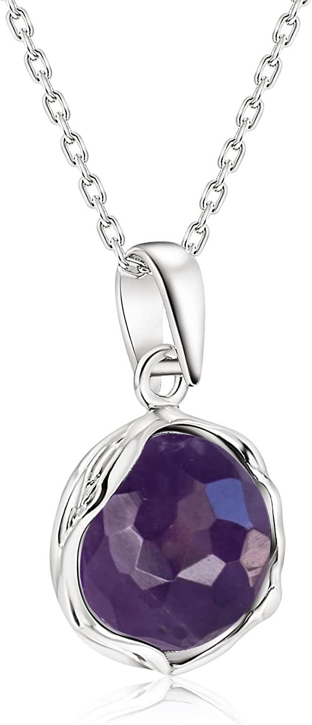 Gemstone Necklaces for Women Silver - Dainty Amethyst Jewelry