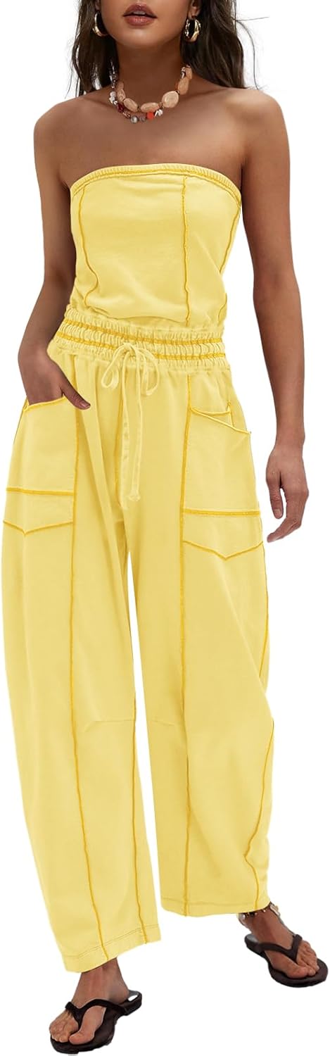 Stylish Womens Casual Strapless Jumpsuits for Summer Fun