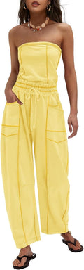 Womens Strapless Jumpsuit Off the Shoulder Romper - Comfortable Fit in