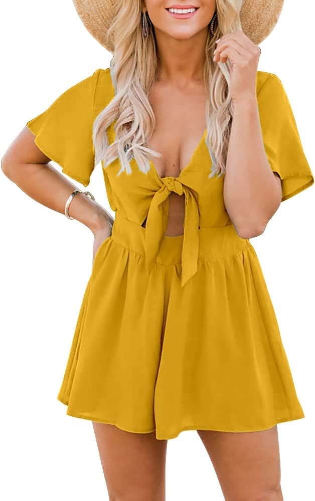 Aoysky Womens Summer Short Rompers for Casual Beach Wear