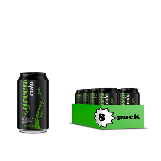 Green Cola - Zero Calories, 100% Cola Taste, Stevia Sweetened - 8 Pack