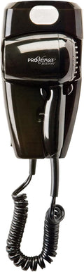 Wall-Mount Hair Dryer - Black Hotel Style Hair Dryer with 32ft Cord