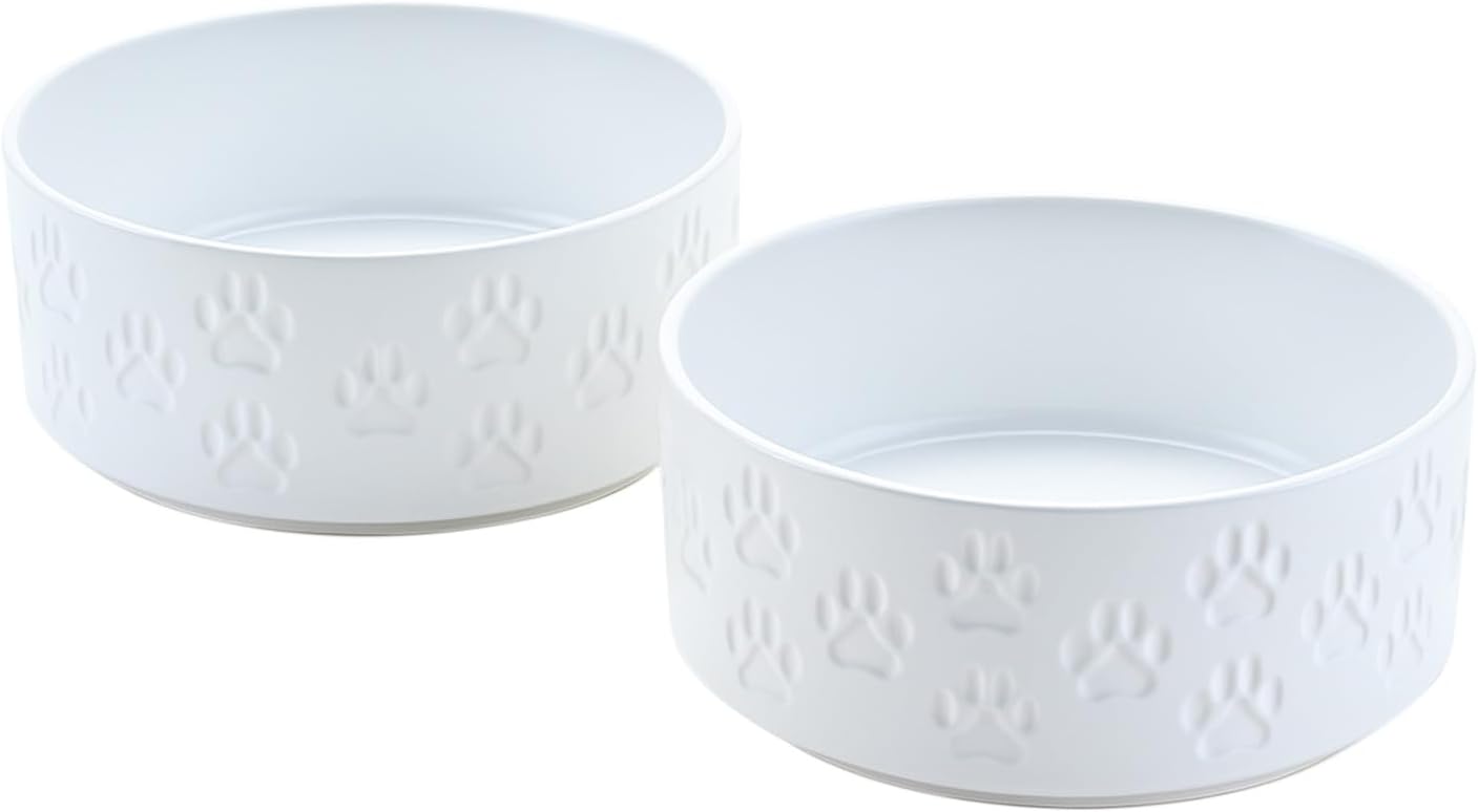 SPUNKYJUNKY Ceramic Dog Bowls 2 Pack for Medium to Large Breeds