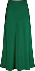 Women's Satin High Waisted Maxi Skirts - A-Line Hidden Elastic Waist