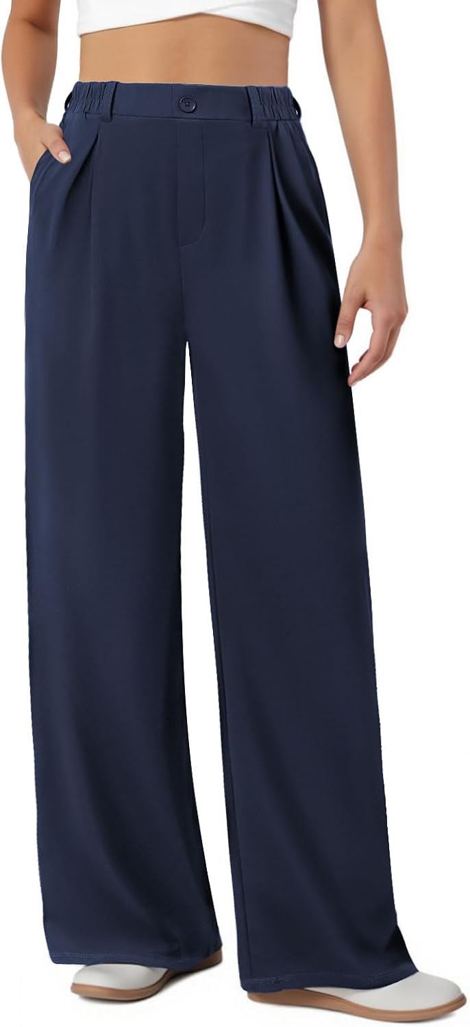Womens Dress Pants Wide Leg Stretchy Work Pants for Comfort